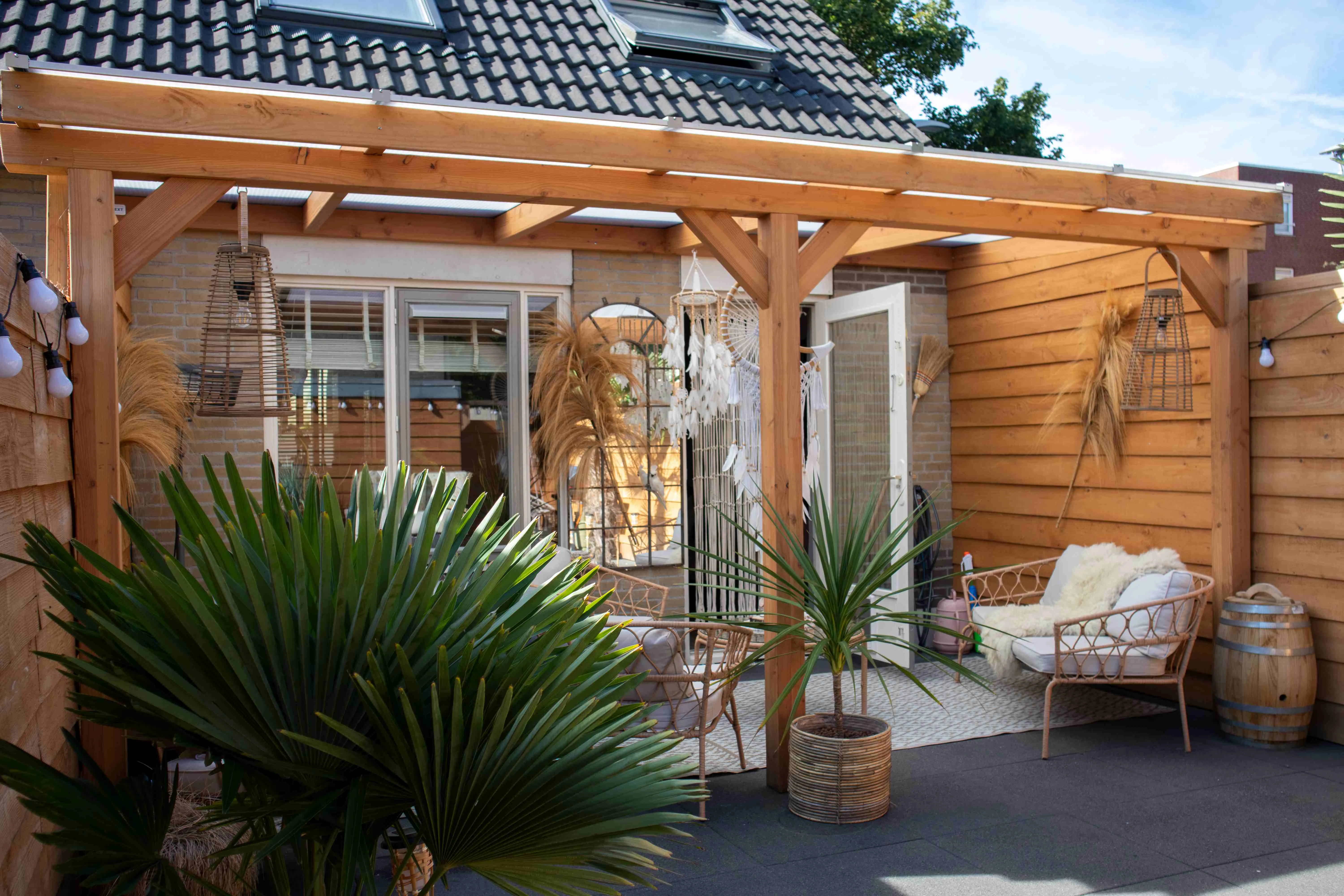 Douglas Terrasoverkapping Wit Geschaafd met Opaal Polycarbonaat 300 x 350 cm - Afbeelding 4